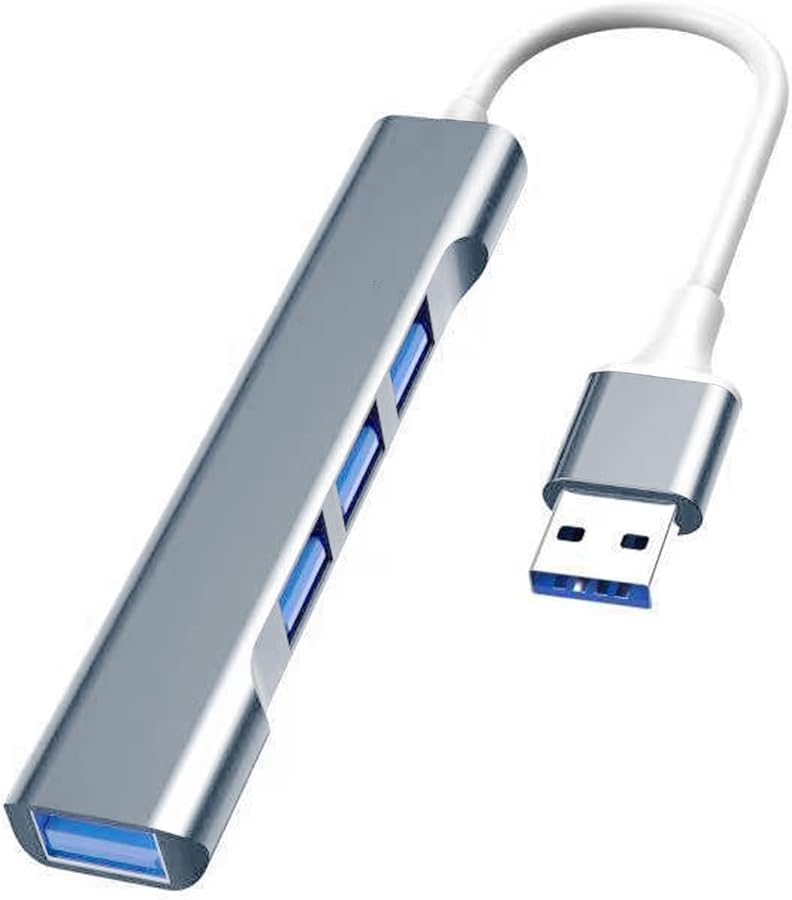 Grey USB C to 4 Port USB Hub Adapter 3xUSB 2 0 and 1xUSB 3 0 for Charging Data Transfer - Image 1